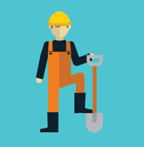 worker with spade