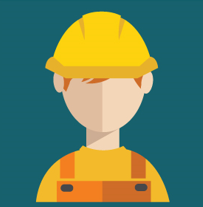 working in uniform wearing a hard hat